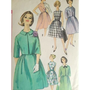 B34 1960s Sewing Pattern for Dress & Jacket w Detachable Collar, Simplicity 4339 - Picture 1 of 8