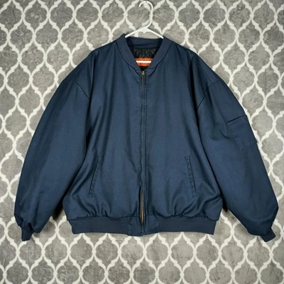 Red Kap Jacket Mens 3XL Navy Blue Quilted Lined Zip Bomber Workwear USA Made - Image 1 of 4
