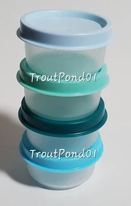 Tupperware Smidgets Tiny Treasure Mini Bowls Set 4 Turquoise Ice Blue Mint Green - Picture 1 of 6