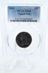 1838-P PCGS VF25 Capped Bust Quarter Business Strike 25C - Picture 1 of 2