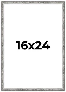 16x24 Frame Silver Picture Frame Modern Photo Frame UV Acrylic, Acid Free Back - Picture 1 of 10
