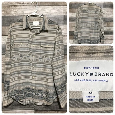 Camisa abotonada Lucky Brand Aztec Southwestern para hombre M manga larga Foto 1 de 4