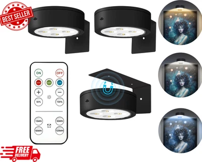3Pcs Picture Lights for Wall Battery Operated, Magnetic Led Painting Light with - Image 1 of 4