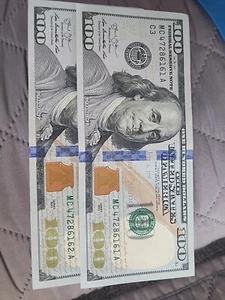 Lot of 2 Consecutive Serial Numbers $100 Dollar Bills 2013A UNCIRCULATED Rare - Picture 1 of 2