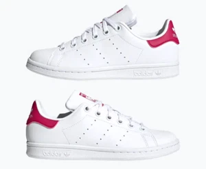 Adidas Stan Smith J Kinder Unisex Cloud White/Bold Pink Schuhe B32703 Neu im Karton - Bild 1 von 9