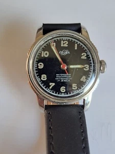 Vintage ENICAR Mens Watch 17 Jewels Swiss Military Style Black Dial - Picture 1 of 10