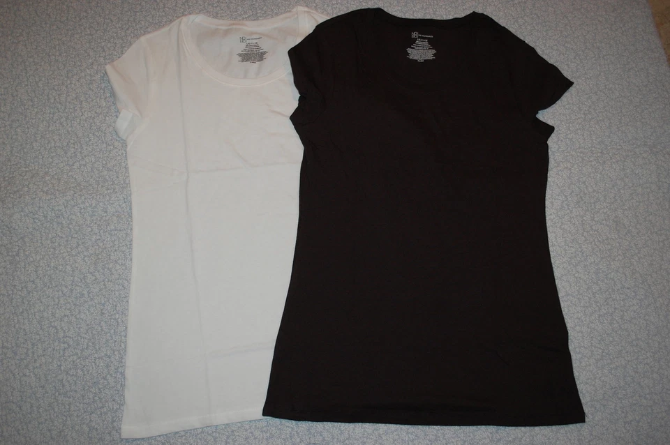 LOTE DE 2 CAMISETAS MANGA GORRA Junior Mujer Color Sólido BLANCO Y NEGRO Talla L 11-13 Foto 1 de 1