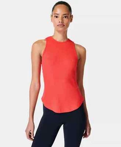 Sweaty Betty Harper Racer Tank Top Ribbed Vest Size XS (UK 8-10) in Tulip Red - Picture 1 of 8