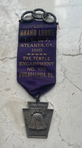 1910 Odd Fellows Temple Encampment No 100 Philadelphia PA Badge - Rough! bg - Picture 1 of 2