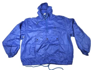 Vintage Izod Lacoste Nylon Pullover Hooded Jacket Windbreaker Blue Large - Picture 1 of 7