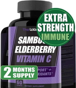 SAMBUCUS ELDERBERRY IMMUNE SUPPORT SUPPLEMENT W/ELDERBERRY VITAMIN C & ZINC - Picture 1 of 9