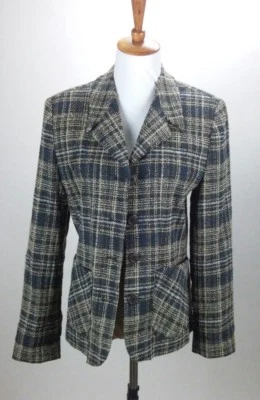 Women's Harris Wallace New York Size 8 Lined Textured Plaid Blazer Coat Jacket - Image 1 of 4