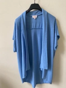 Liz Lange Damen hellblau kurze Dolmanärmel Schalkragen offene Strickjacke L - Bild 1 von 2