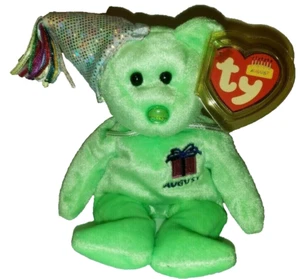 Ty Beanie Baby AUGUST Birthday Teddy Bear 9" NEW MWMTs Plush Stuffed Animal Toy - Picture 1 of 8