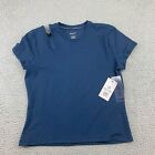 NEU Nine West Shirt Damen Large Blau Stretch Fitnessstudio Docht Ausschnitt Schulter $ 46