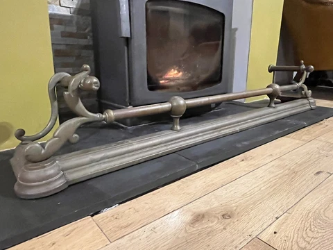 Antique Fire Fender Art Nouveau French Country Hearth scroll detailing Cover