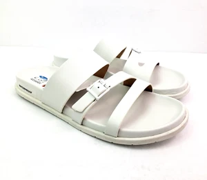 Aqua College Sloan Womens Size 9.5 White Leather Slip On Slide Sandals B3504 107 - Picture 1 of 14