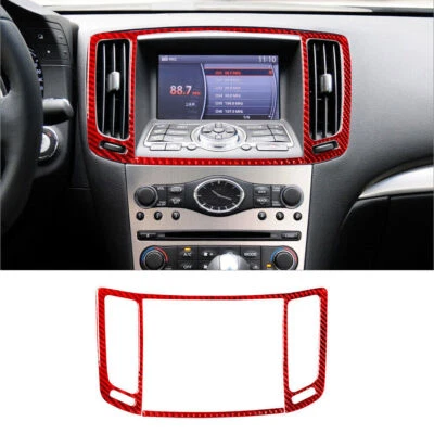 Cubierta de ventilación de aire central de fibra de carbono roja para Infiniti G37 sedán 2010-2013 2* Foto 1 de 4