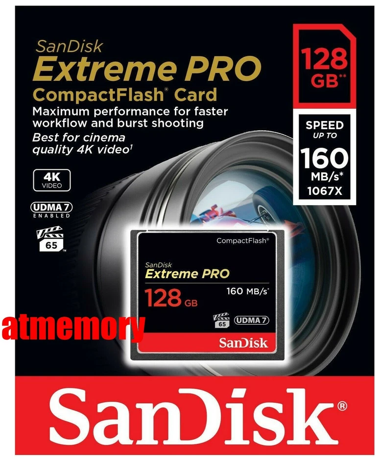 Sandisk Extreme Pro 128GB 128G Compact Flash Card CF 160MB/s 1067x UDMA7 US - Image 1 of 1