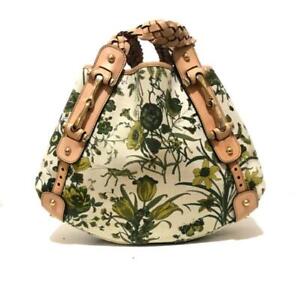 Authentic Gucci Green Floral Canvas Pelham Braided Handle Leather Hobo Bag RARE!