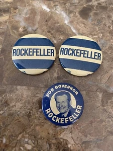 VINTAGE 3 LOT 1960’S NEW YORK GOVERNOR NELSON ROCKEFELLER PIN BUTTON 1.25” 1” - Picture 1 of 5