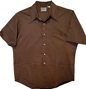 Mens Vtg 70s Butterfly Dagger Collar Shirt XL - Picture 1 of 4