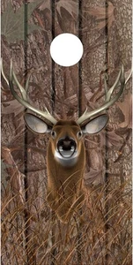 Deer buck wood plank oak shadow grass camouflage cornhole game decal wraps - Picture 1 of 1