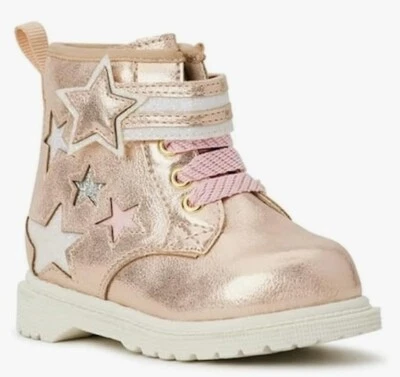 Botas de Combate Wonder Nation Bebé Niño Niñas Rosa Brillo Estrella Zapatos: 2-4 Foto 1 de 4