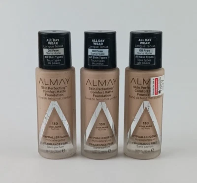 3 PACK ALMAY SKIN PERFECTING COMFORT MATTE FOUNDATION 130 COOL NUDE - Image 1 of 4