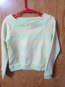 Gap Kids Girl S(5/6) Pale Green &Yellow Striped Top 78D - Picture 1 of 2