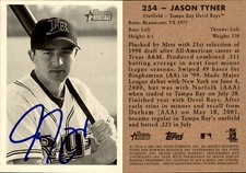 Jason Tyner Signed 2001 Bowman Heritage #254 Card Tampa Bay Devil Rays Auto