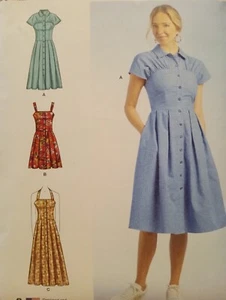 Button Front Gathered Bust Bodice Summer Dress Sewing Pattern S9742 Halter Dress - Picture 1 of 2