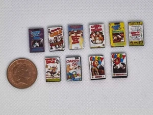 Dolls House miniature 1:12 scale - Carry On Films VHS tapes x 10 Set A - Picture 1 of 2