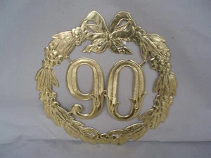 Jubiläumszahl 90 Zahl gold Jubiläum Geburtstag Türdeko Krepprosen Jahrestag - Bild 1 von 1
