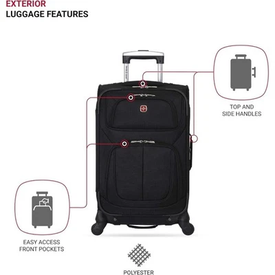 SwissGear Sion Softside Expandable Luggage, Black, Carry-On 21-Inch AMWA - Image 1 of 4
