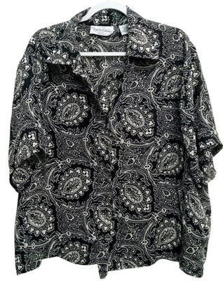 Top para mujer Diane Von Furstenberg negro blanco 1X 2X poliéster cachemira Foto 1 de 4