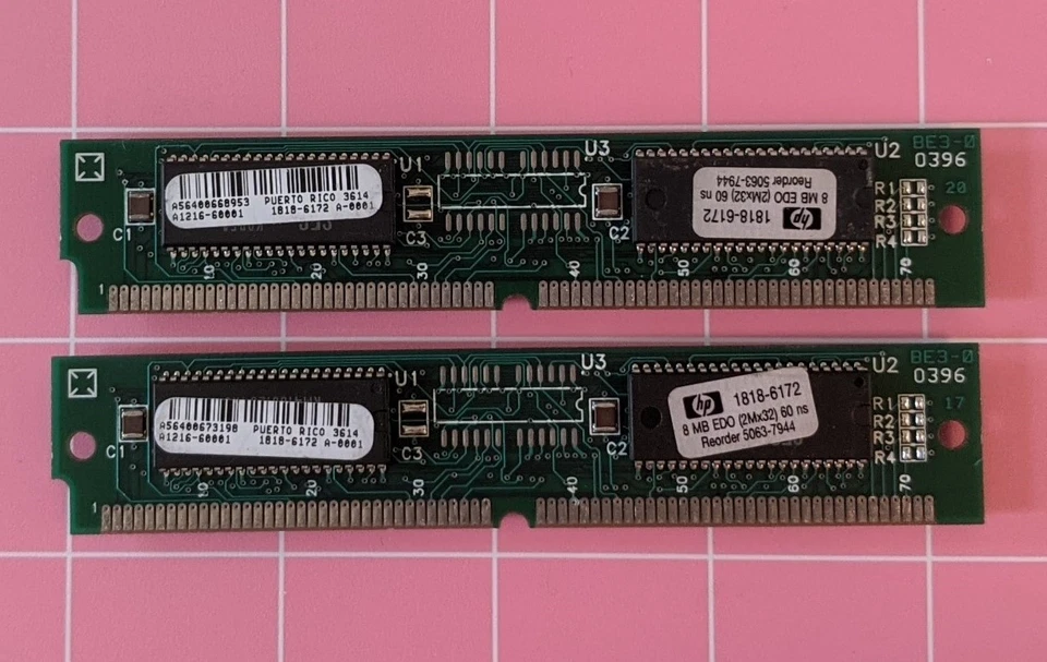 16MB 2x8MB SAMSUNG HP 1818-6172 72-pin Simm EDO 60ns 5.0V 5063-7944 Memory Kit - Image 1 of 4