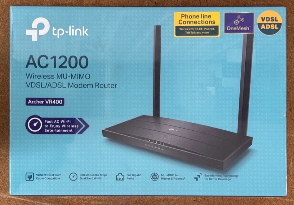 TP-LINK AC1200 Archer VR400 300Mbps Wireless Dual Band VDSL/ADSL Modem Router - Image 1 of 1