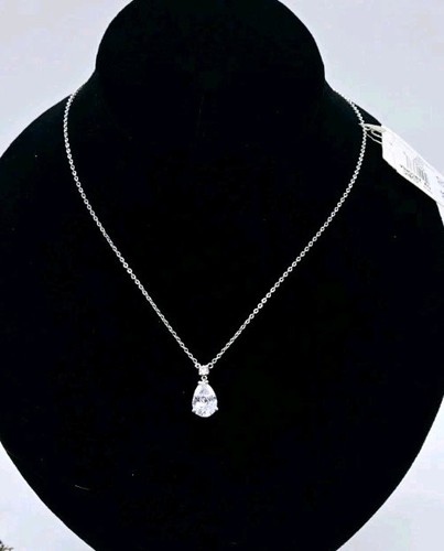 Givenchy Collana Cristallo a Goccia Tono Argento Placcato Platino 16 in