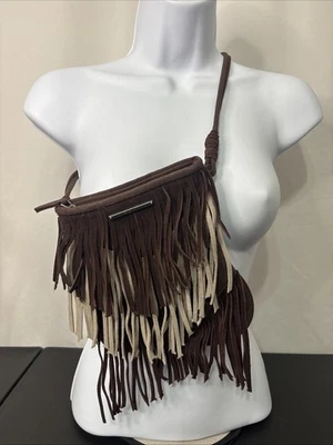 ROXY Faux Suede Leather Fringe Crossbody Boho Purse Women’s Bag Western - Image 1 of 4