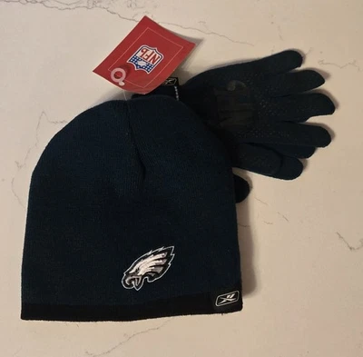 Reebok NFL Philadelphia Eagles Invierno Gorro Guantes Conjunto Juvenil OSFM Verde Nuevo con Etiquetas Foto 1 de 2