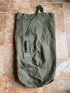 Vintage US Army Military Green Canvas Duffle Bag Top Load Stencil Olive Large - Picture 1 of 15