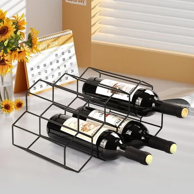 7 Bottle Free Standing Wine Rack Small Metal 2-Tier Wine Stand For Countertop - Image 1 of 4