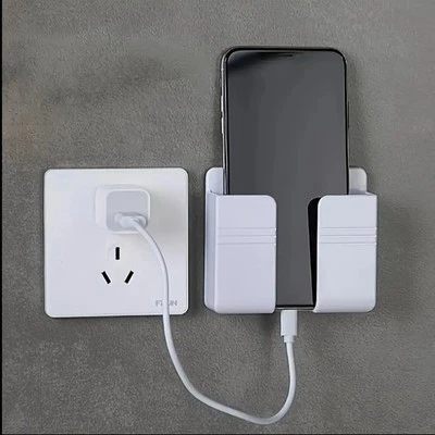 1pc Wall-mounted phone Storage Rack Holder Smartphone usb i phone samsung white - Image 1 of 3