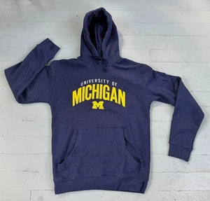UNIVERSITY OF MICHIGAN Sweatshirt Hoodie Men Size M Wolverines UMich Blue Yellow - Picture 1 of 10