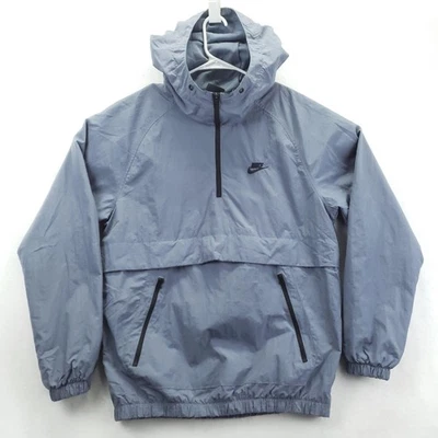 Nike Anorak Jacket Mens Small Blue Half Zip Hooded Windbreaker Swoosh AR2212-490 - Image 1 of 4