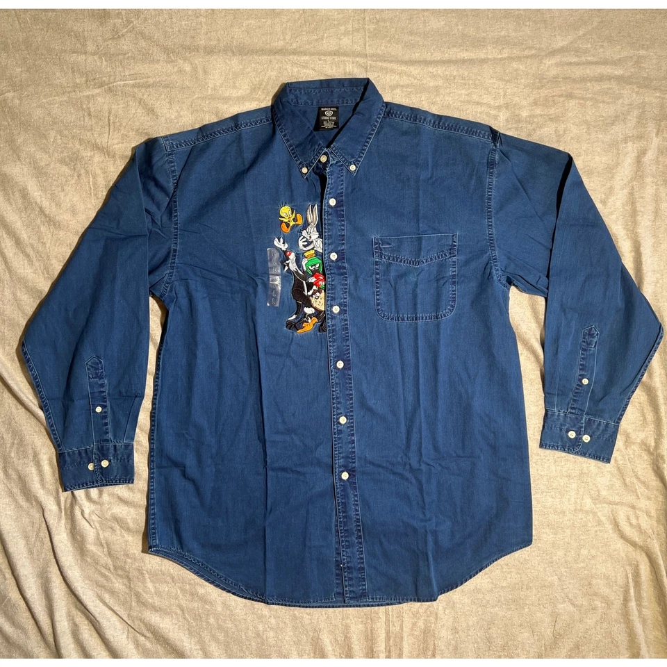 Camisa vintage años 90 Warner Brother abotonada grande Foto 1 de 4