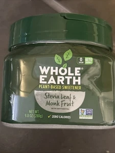 Edulcorante a base de plantas de fruta de stevia y monje WHOLE EARTH tarro de 9,8 OZ mejor para 12/2025 - Imagen 1 de 8