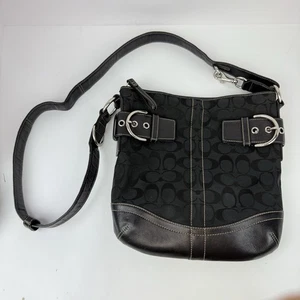 Vintage Coach Signature Jacquard Monogram Black Crossbody Shoulder Bag #3574 - Picture 1 of 9