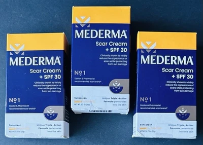 (3 Pack) MEDERMA Scar Cream + SPF 30 - 0.7oz ea., BB: 01/2026 (Factory Sealed) - Image 1 of 4